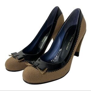 Marc by Marc Jacobs Slip On Brown Suede W/ Black Bow Heels Shoes Size 39 1/2